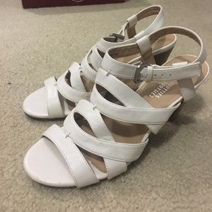 White FAUX Leather Heels